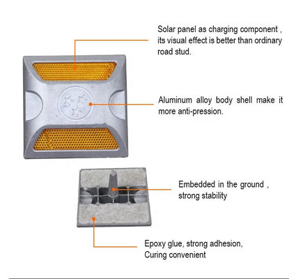 LED Square Solar Cast Aluminium Road Stud для автомобильных дорог Конусный знак CE Сертификат ISO9001
